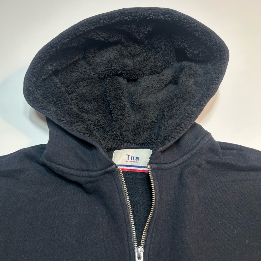 Aritzia Tna Teddy Fleece Lined Half Zip Hoodie Jacket Black Size XS - Picture 3 of 8
